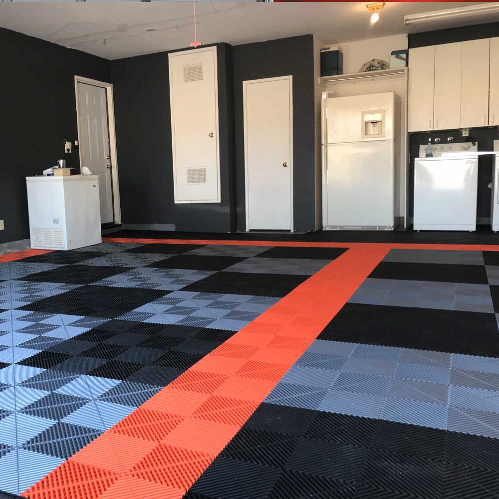 Two car garage installed with Ribxtrax Pro tiles